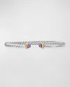 DAVID YURMAN CABLE FLEX BRACELET WITH GEMSTONE IN SILVER AND 14K GOLD, 4MM