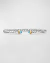David Yurman Cable Flex Bracelet With Gemstone In Silver And 14k Gold, 4mm In Blue Topaz