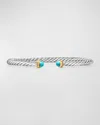 David Yurman Cable Flex Bracelet With Gemstone In Silver And 14k Gold, 4mm In Turquoise