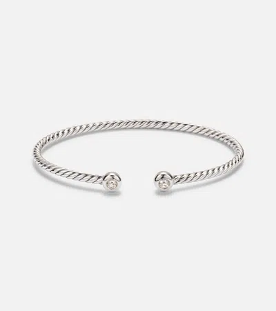 David Yurman Cable Flex Micro 925 Sterling Silver Bracelet With Diamonds