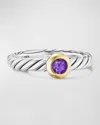 DAVID YURMAN CABLE FLEX RING WITH GEMSTONE IN SILVER AND 14K GOLD, 2.8MM