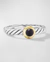 David Yurman Cable Flex Ring With Gemstone In Silver And 14k Gold, 2.8mm In Abo