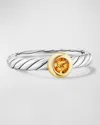 David Yurman Cable Flex Ring With Gemstone In Silver And 14k Gold, 2.8mm In Aci