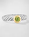 David Yurman Cable Flex Ring With Gemstone In Silver And 14k Gold, 2.8mm In Apr