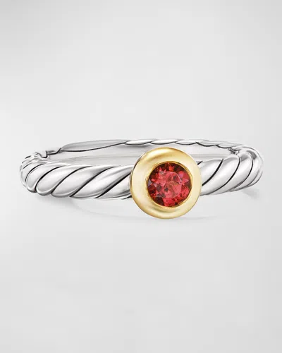 David Yurman Cable Flex Ring With Gemstone In Silver And 14k Gold, 2.8mm In Arg