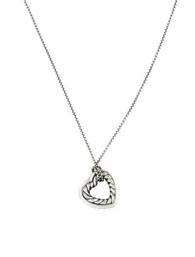 Pre-owned David Yurman Cable Heart Pendant Necklace, 17.75" In Multicolor