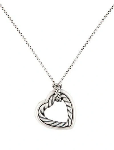Pre-owned David Yurman Cable Heart Pendant Necklace, 18" In Multicolor
