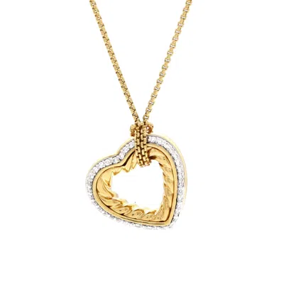 David Yurman Cable Heart Pendant Necklace 18k Yellow Gold With Diamonds