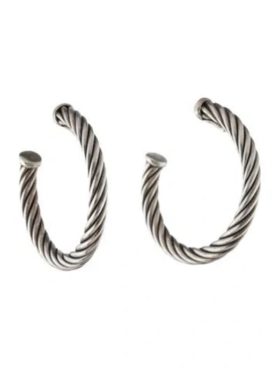 Pre-owned David Yurman Cable Hoop Earrings In Multi