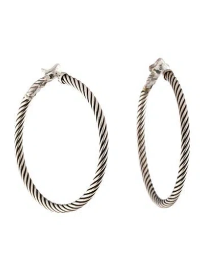 Pre-owned David Yurman Cable Hoop Earrings In Multi