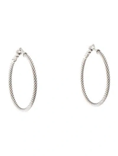 Pre-owned David Yurman Cable Hoop Earrings In Multi