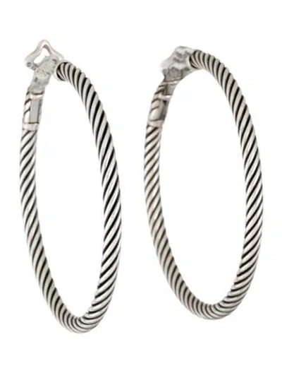 Pre-owned David Yurman Cable Hoop Earrings In Multi