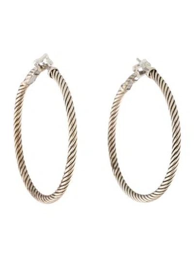 Pre-owned David Yurman Cable Hoop Earrings In Multicolor