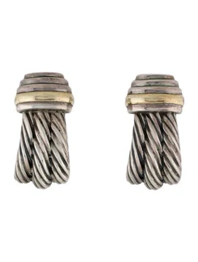 Pre-owned David Yurman Cable Huggie Earrings In Multi