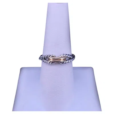 Pre-owned David Yurman Cable Loop Band Ring Sterling Silver With 18k Yellow Gold