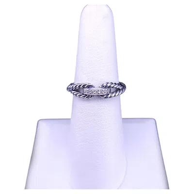 Pre-owned David Yurman Cable Loop Band Ring Sterling Silver With Diamond Size 6.75 In Multi