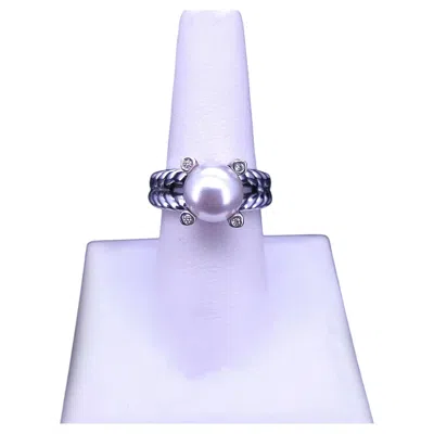 Pre-owned David Yurman Cable Pearl Ring With Diamonds, 2 Size Available In Multi