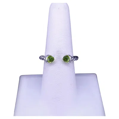 Pre-owned David Yurman Cable Ring In Sterling Silver With Diamonds & Peridot In Multi