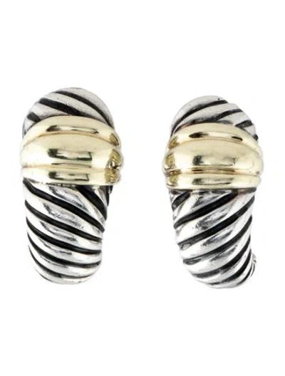 Pre-owned David Yurman Cable Shrimp Earclips In Multicolor