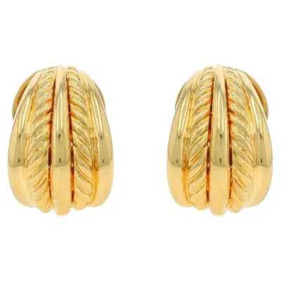 Pre-owned David Yurman Cable Shrimp J-hoop Earrings - Yellow Gold 18k Clip-ons