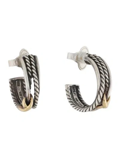 Pre-owned David Yurman Cable X Hoop Earrings In Multicolor