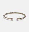 David Yurman Cablespira Flex 18kt Gold Cuff Bracelet With Freshwater Pearls And Diamonds