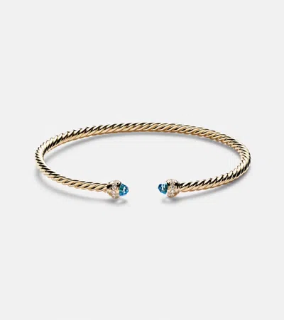 David Yurman Cablespira Flex 18kt Gold Cuff Bracelet With Topazes And Diamonds