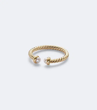 David Yurman Ring Cablespira Flex Micro Aus 18kt Gelbgold Mit Süsswasserperlen In Gold