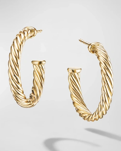 David Yurman Cablespira Hoop Earrings In 18k Gold, 0.75"l In 05 No Stone
