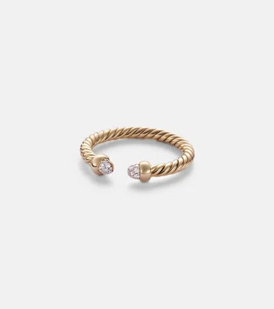 David Yurman Cablespira Micro 18kt Gold Ring With Diamonds