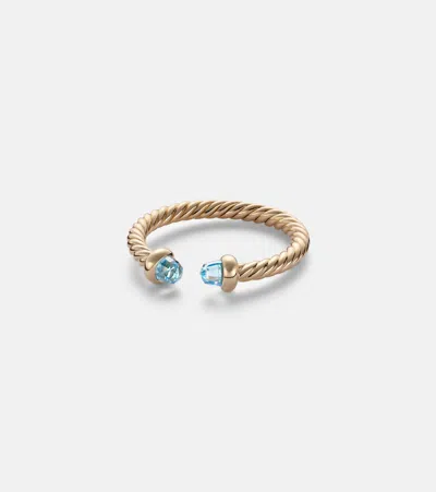 David Yurman Cablespira Micro 18kt Gold Ring With Topaz