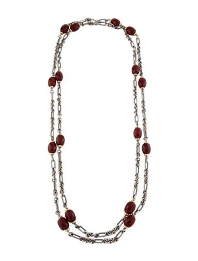 Pre-owned David Yurman Carnelian Figaro Long Station Necklace, 74" In Multi