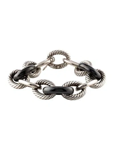 Pre-owned David Yurman Ceramaic Oval Link Bracelet, 6.5" In Black