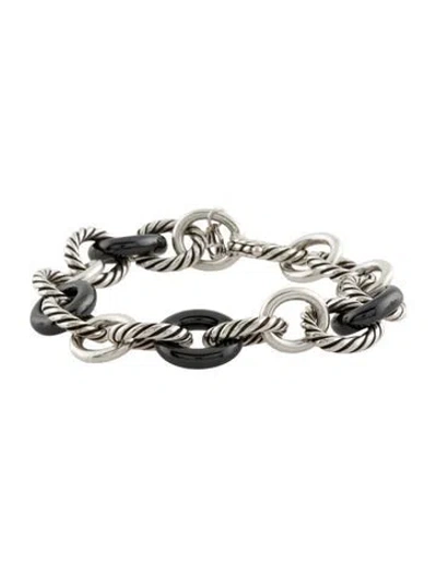 Pre-owned David Yurman Ceramic Oval Link Bracelet, 6.25" In Black