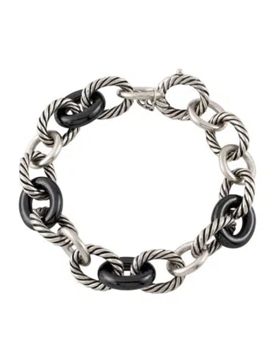Pre-owned David Yurman Ceramic Oval Link Bracelet, 6.25" In Black