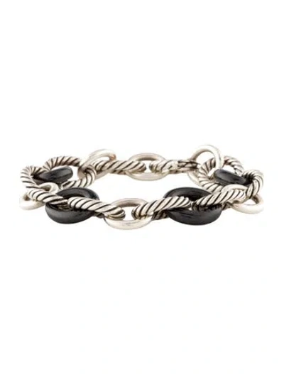 Pre-owned David Yurman Ceramic Oval Link Bracelet, 6.25" In Black