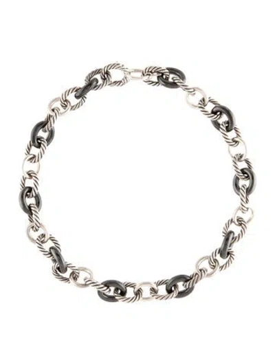 Pre-owned David Yurman Ceramic Oval Link Necklace, 15.5" In Black