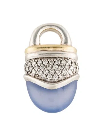 Pre-owned David Yurman Chalcedony & Diamond Acorn Pendant In Multi
