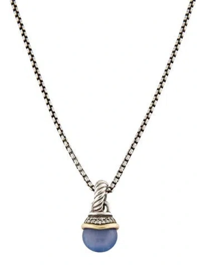 Pre-owned David Yurman Chalcedony & Diamond Acorn Pendant Necklace, 18.5" In Multi