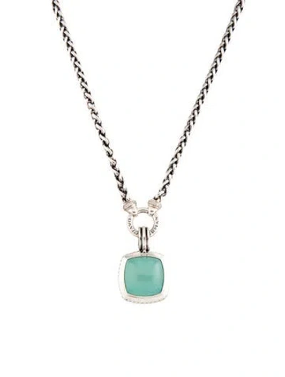 Pre-owned David Yurman Chalcedony & Diamond Albion Detachable Pendant Necklace, 18.5" In Multicolor