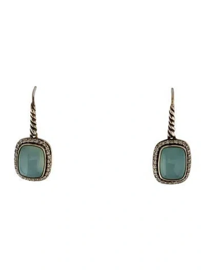Pre-owned David Yurman Chalcedony & Diamond Albion Drop Earrings In Multi
