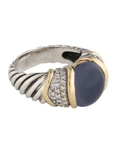 Pre-owned David Yurman Chalcedony & Diamond Capri Cocktail Ring In Multicolor