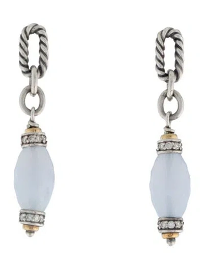 Pre-owned David Yurman Chalcedony & Diamond Figaro Drop Earrings In Multi