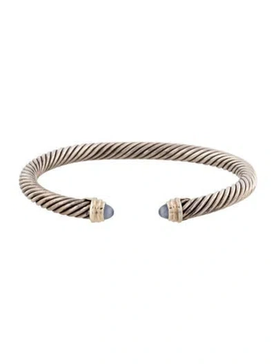 Pre-owned David Yurman Chalcedony Classic Cable Cuff Bracelet, 6.25" In Multicolor