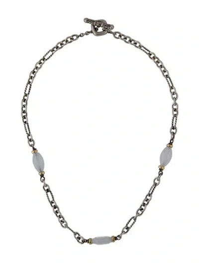 Pre-owned David Yurman Chalcedony Figaro Station Necklace, 16" In Multicolor