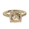 David Yurman Petite Chatelaine Pave Bezel Ring In 18k Yellow Gold With Champagne Citrine In Silver