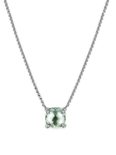 David Yurman Chatelaine Diamond Pendant Necklace In Green