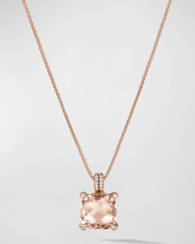 David Yurman Chatelaine Pendant Necklace With Gemstone And Diamonds In 18k Rose Gold, 11mm In 60 Multi-colored