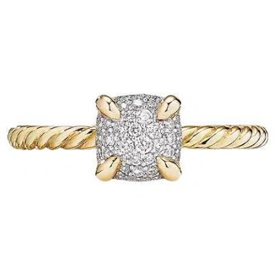 Pre-owned David Yurman Châtelaine Ring In 18k Yellow Gold With Full Pavé Diamonds
