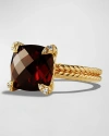 David Yurman Chatelaine Ring With Diamonds And Gemstone In 18k Gold, 11mm In 35 Red